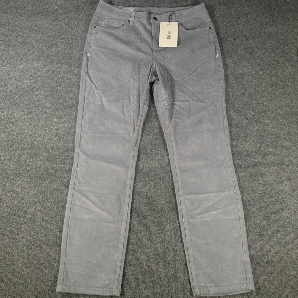 Stio Rivet Cord Pants Womens 14R Gray Stretch Corduroy Straight Leg Organic NWT